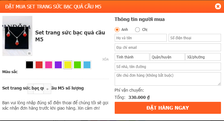 Hướng dẫn đặt hàng online tại Trang sức bạc Khải Nguyên